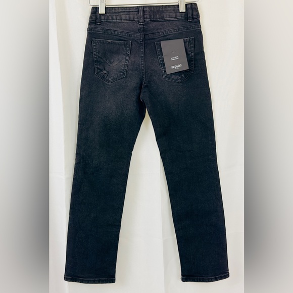 Hudson Kids Washed Black High Rise Straight Jeans Non Wear-Thru Distressing NWT - Picture 4 of 13
